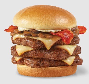 Wendys Mushroom Bacon Cheeseburger, Triple