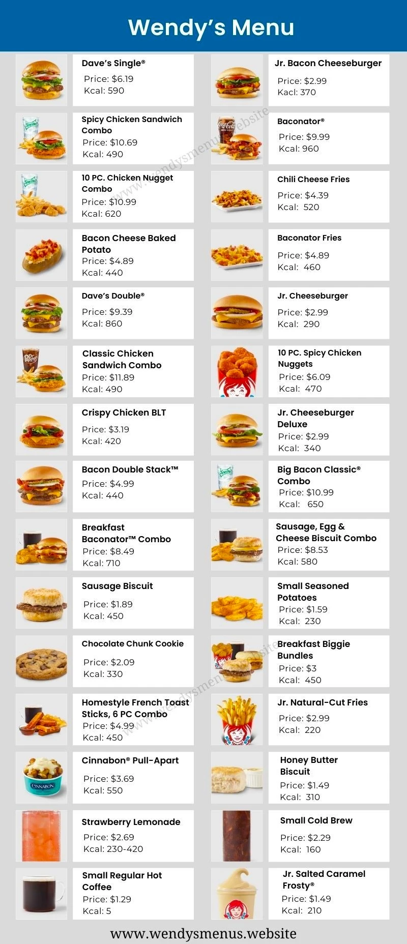 Wendy’s Menu